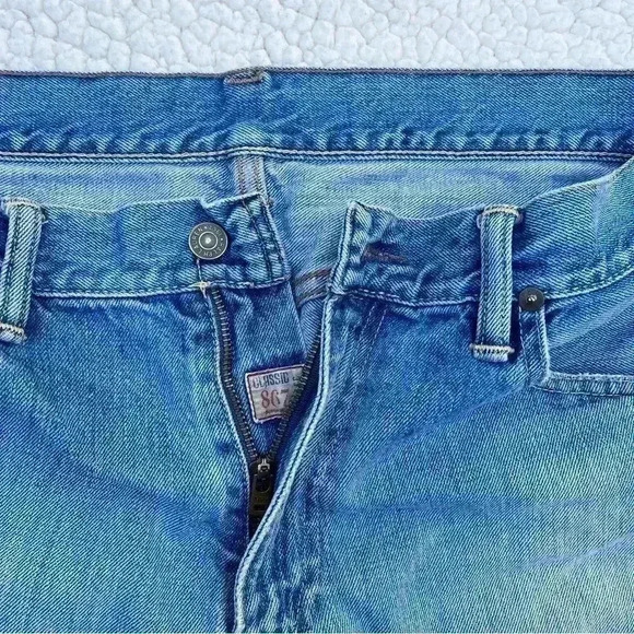 Polo R. Lauren Boyfriend Classic Fit Med Wash Faded Cutoff Jean Shorts Size 35 - Picture 8 of 14